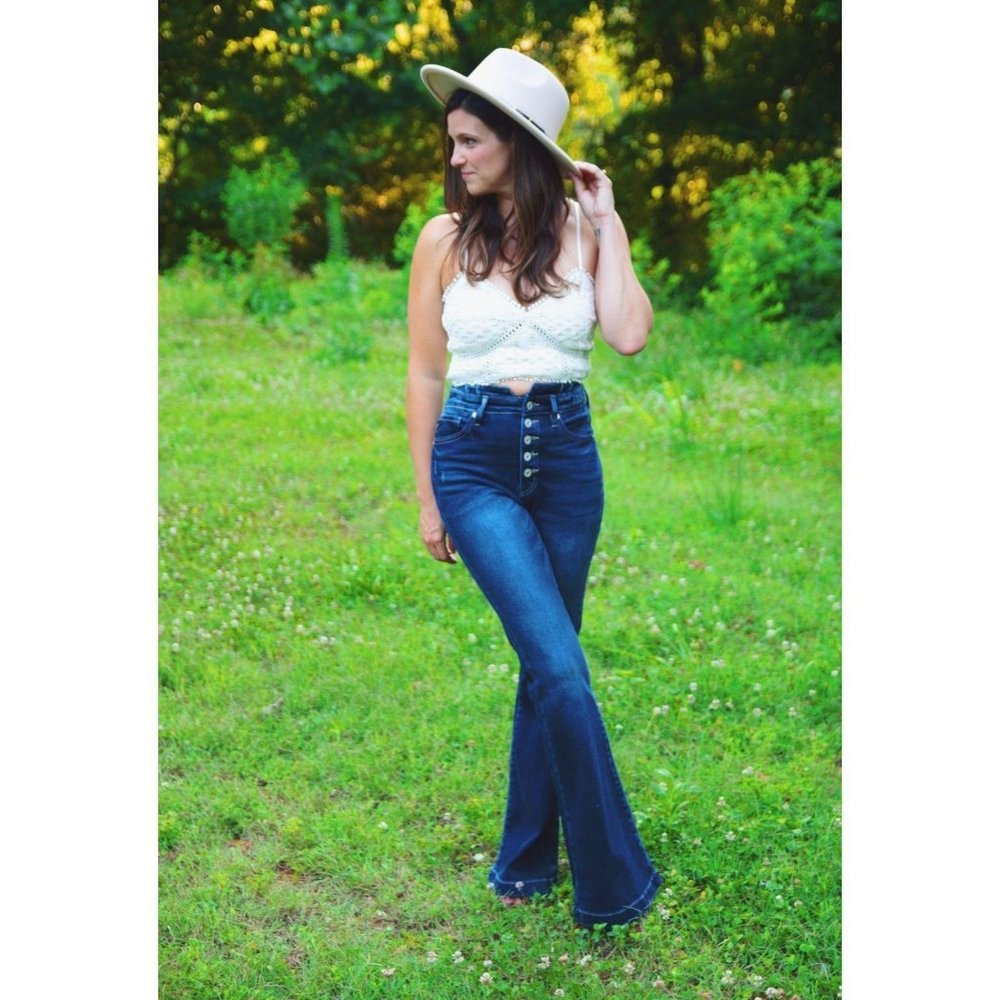 KANCAN Mason Button Fly Flare Jeans